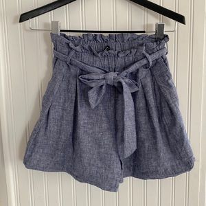 Zara linen blend denim women’s shorts with belt size XS